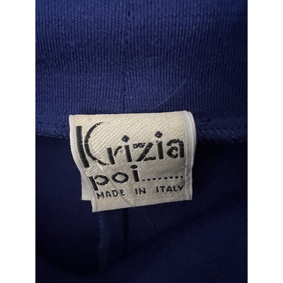Vintage Krizia Poi Made in Italy Sweater Maxi Dress Women 6‎ Blue Wool Hi Lo Hem - Picture 3 of 9